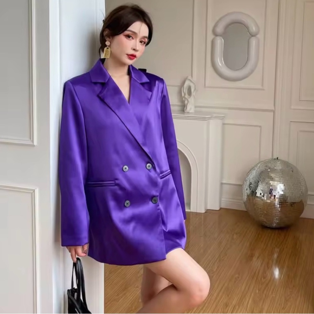 Vibrant Purple Women's Double-Breasted Blazer
